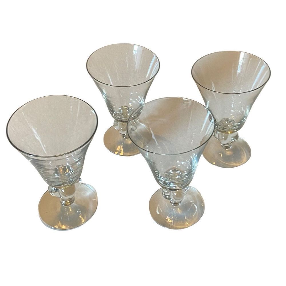 Swedish Crystal Gulli 4 Lobe Stem Water / Wine Goblet 5 1/2” lot of 4